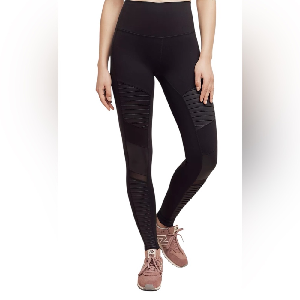 Alo Yoga Leggings Women Size Small‎ Black High Waisted Moto Leggings Mesh Panals